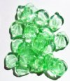 25 14mm Light Green Wide Leaf Glass Beads
